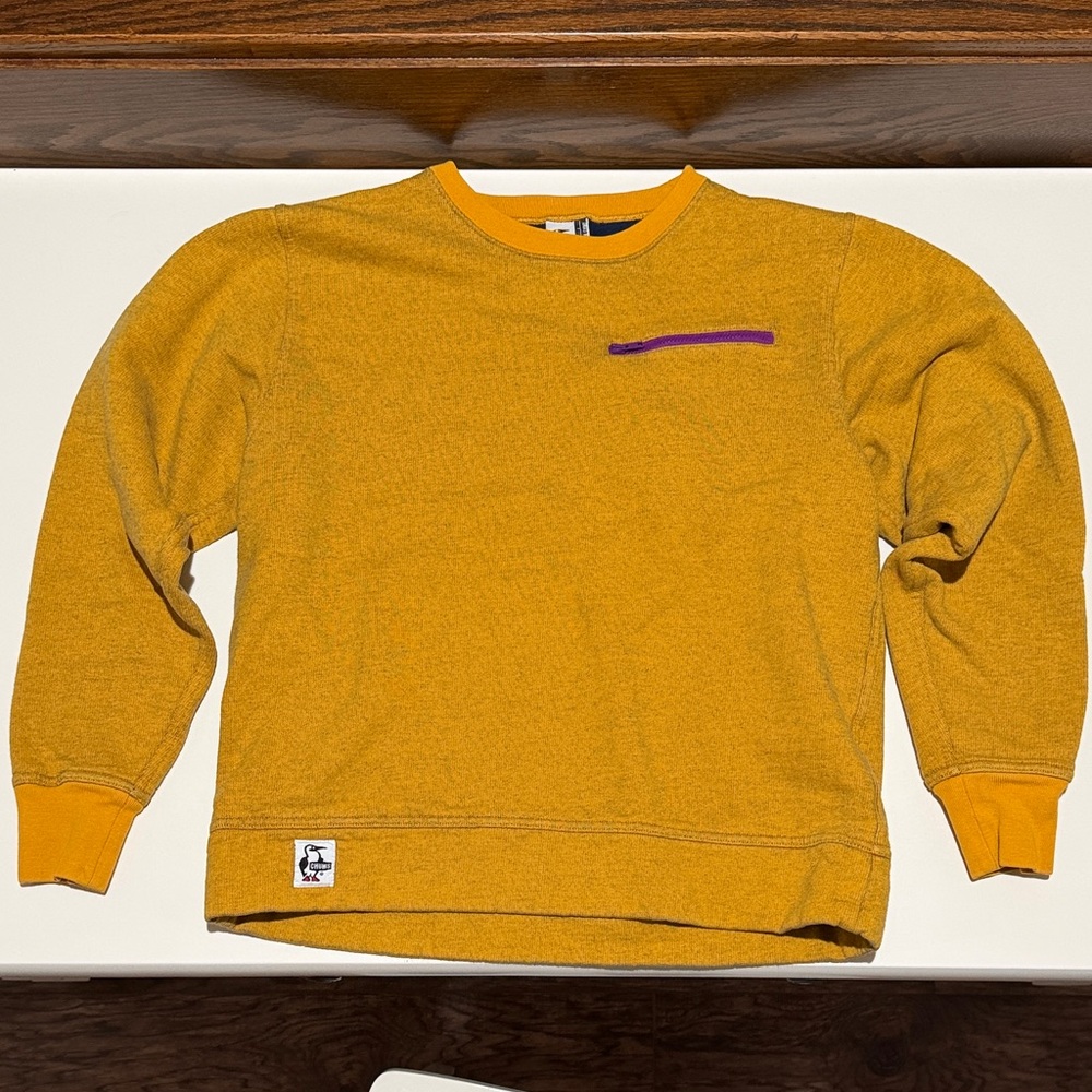 Golden Mustard Sweatshirt with Purple Detail